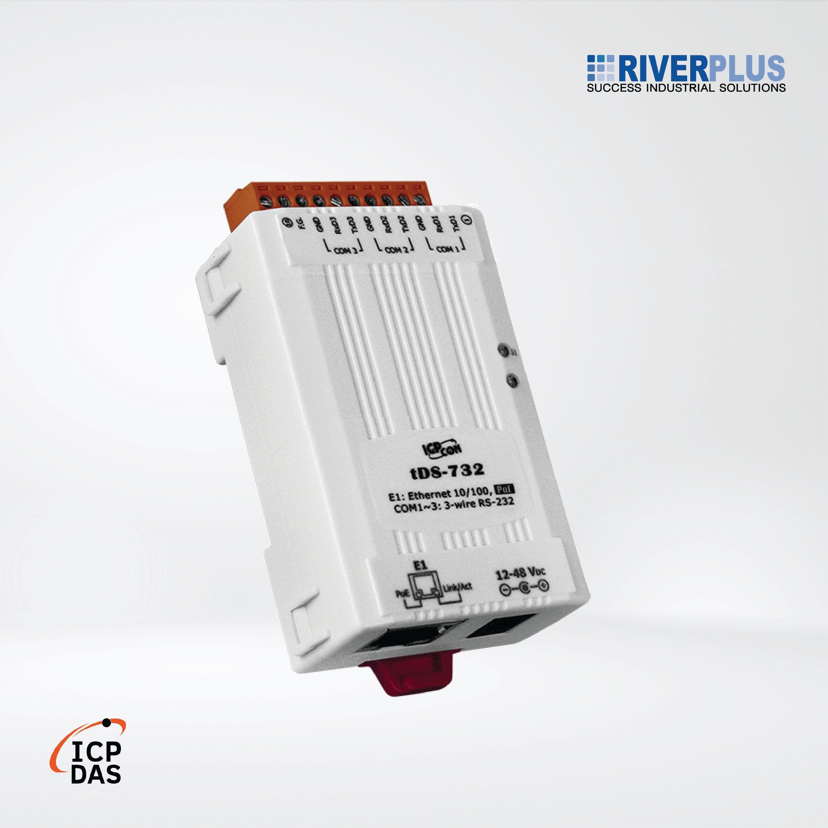 tDS-732 CR Tiny (3x RS-232) Serial-to-Ethernet Device Server - Riverplus