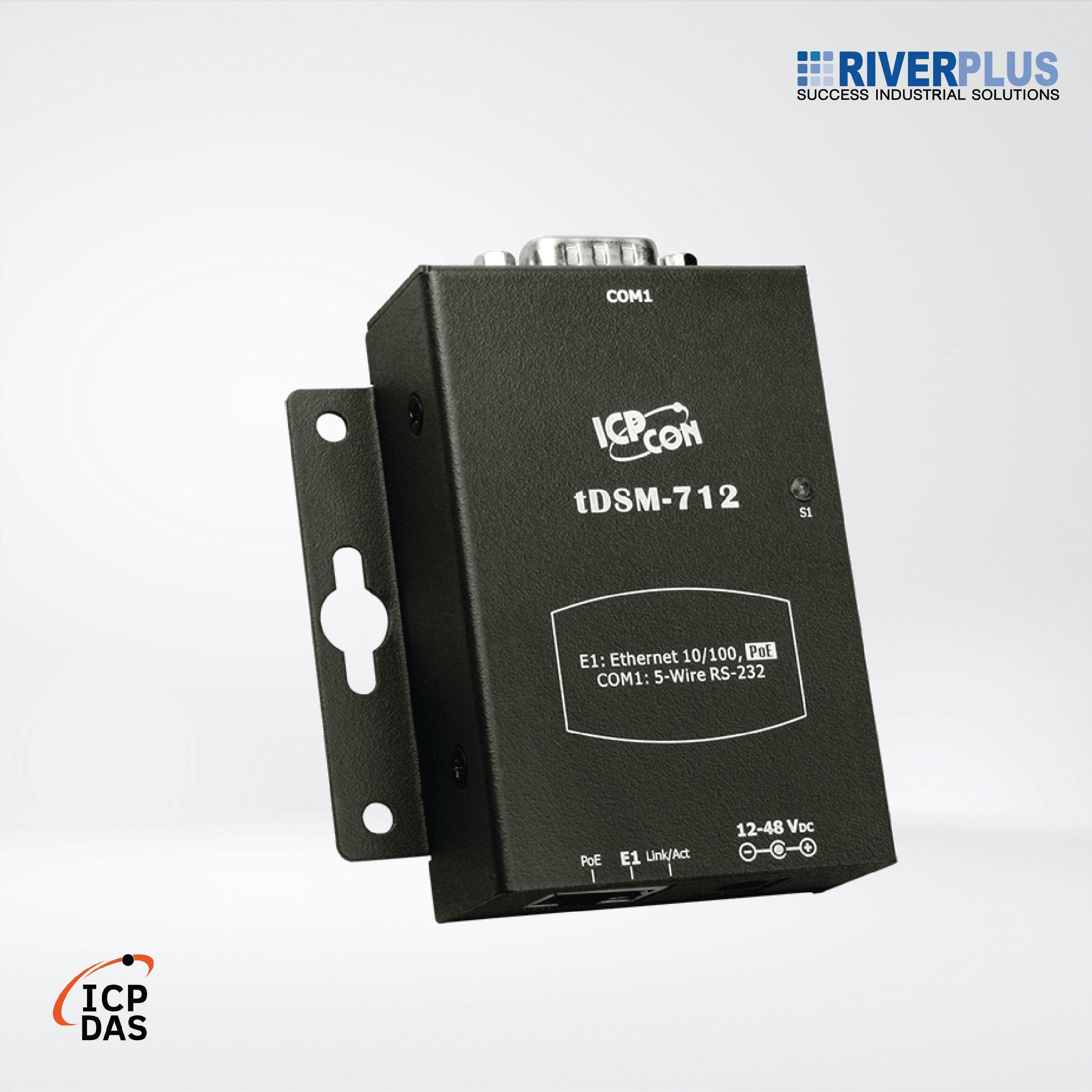 tDSM-712 CR Tiny (1x RS-232) Serial-to-Ethernet Device Server with PoE (Metal Case) - Riverplus