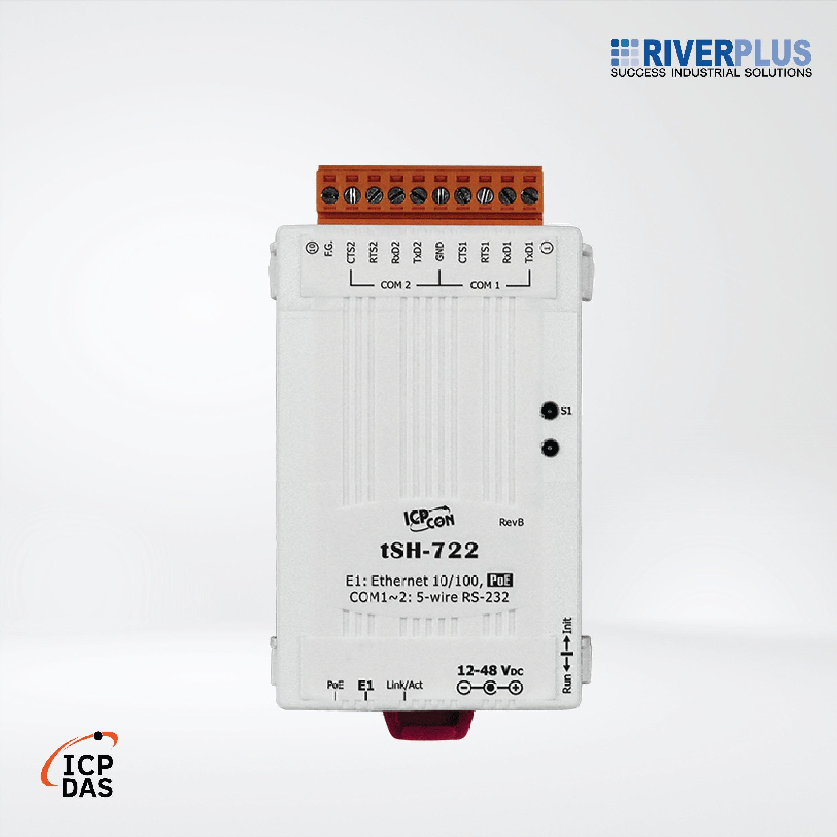 tSH-722 Tiny (2x RS-232) Serial Port Converter with PoE - Riverplus