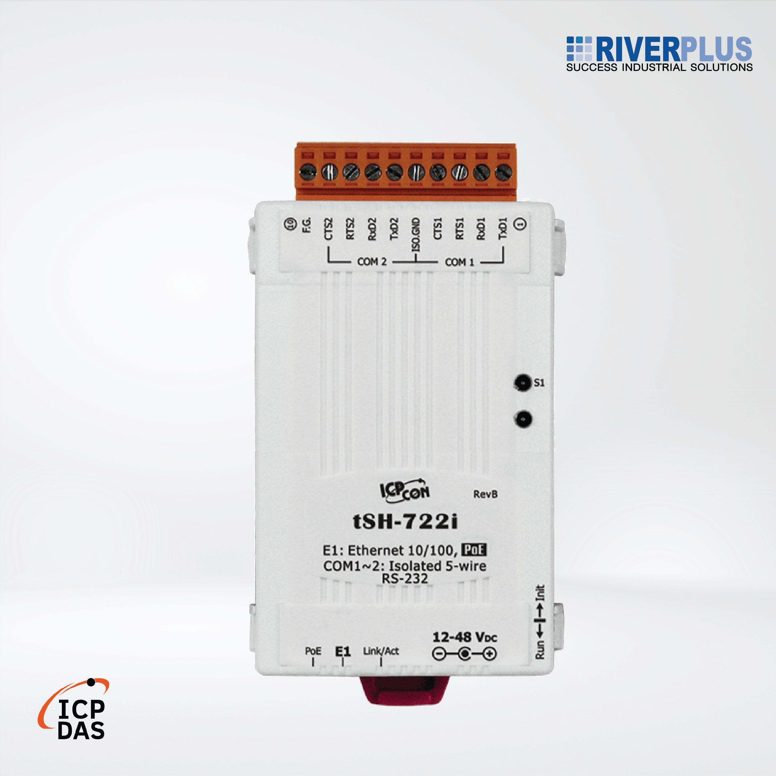 tSH-722i Tiny (2x RS-232) Serial Port Converter with PoE and Power Isolation - Riverplus