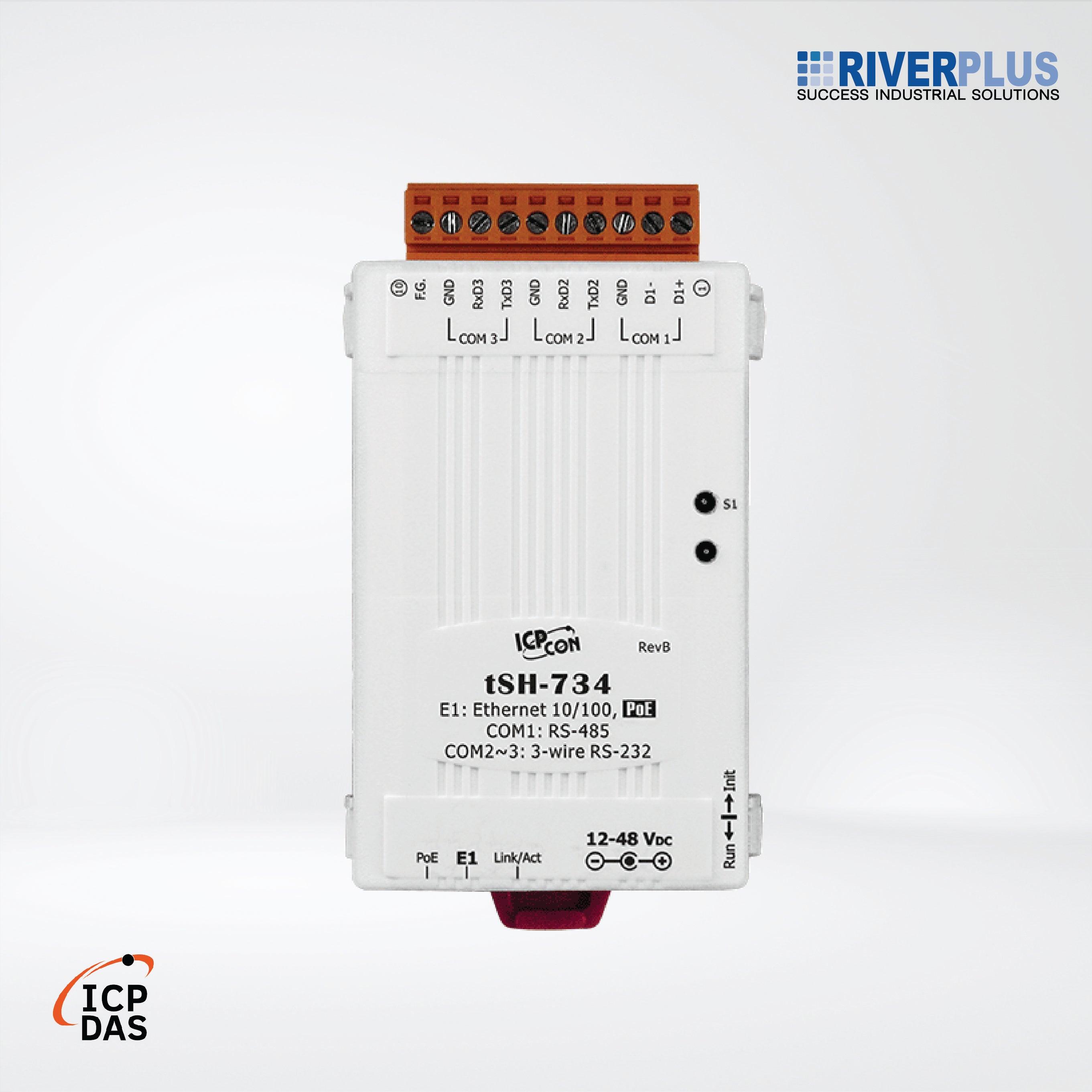 tSH-734 Tiny (2x RS-232 and 1x RS-485) Serial Port Sharer with PoE - Riverplus