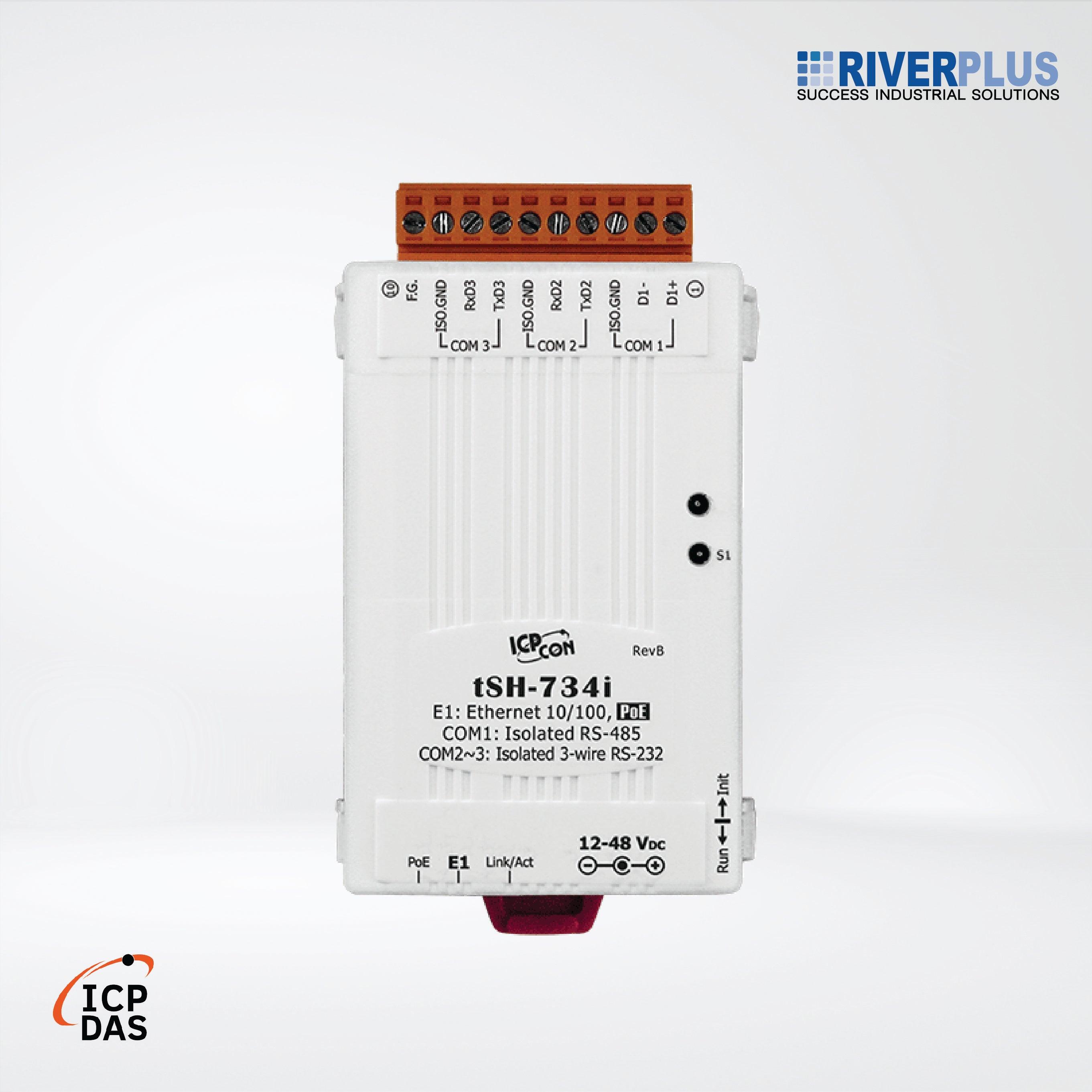 tSH-734i Tiny (2x Isolated RS-232 and 1x Isolated RS-485) Serial Port Sharer with PoE - Riverplus