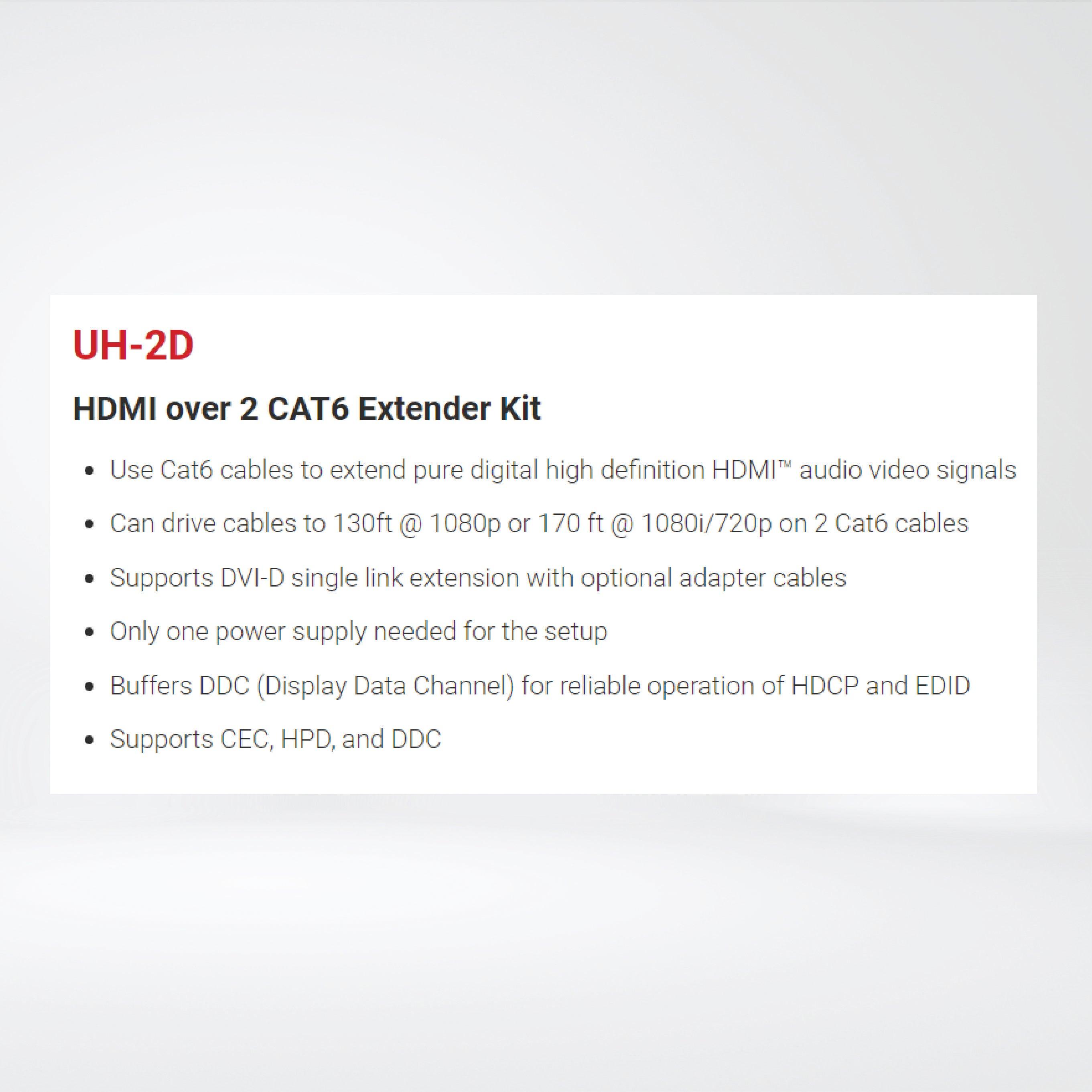 UH-2D HDMI over 2 CAT6 Extender Kit - Riverplus
