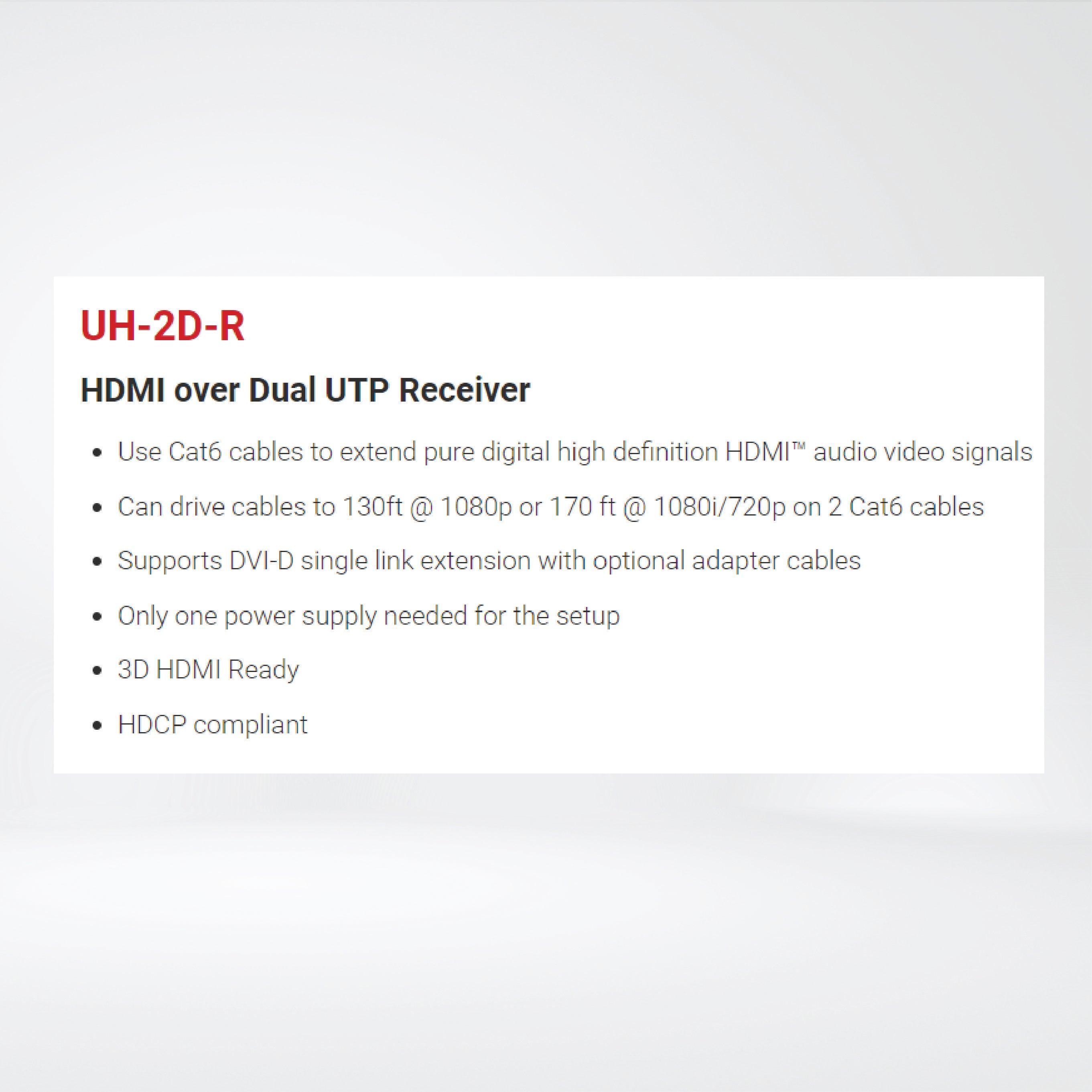 UH-2D-R HDMI over Dual UTP Receiver - Riverplus