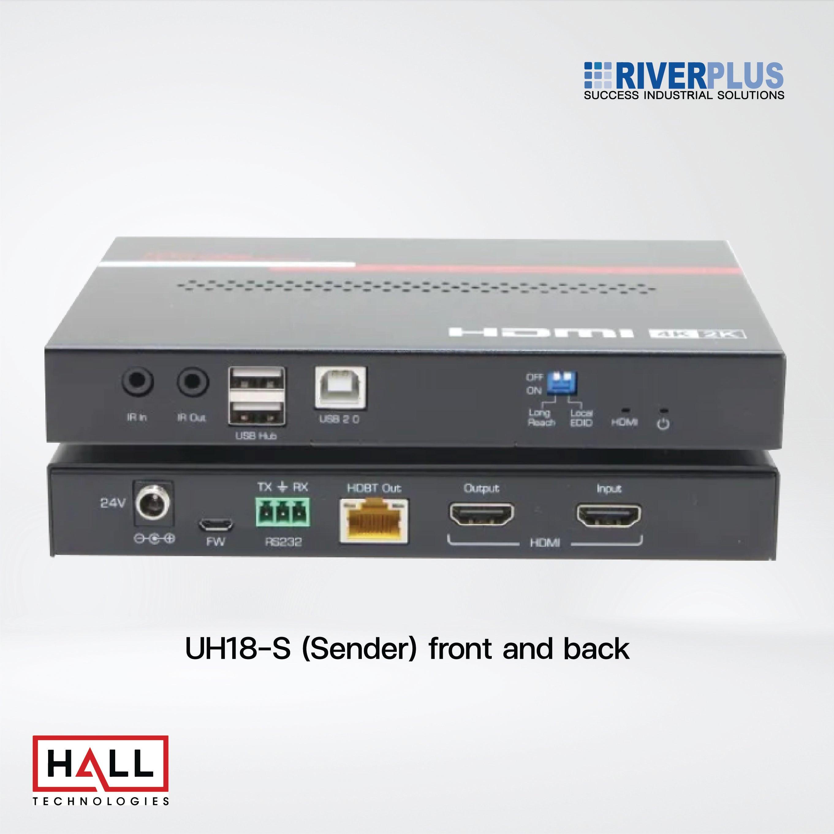 UH18 (Kit) 4K Video and USB HDBaseT 2.0 Extender (Sender + Receiver) - Riverplus
