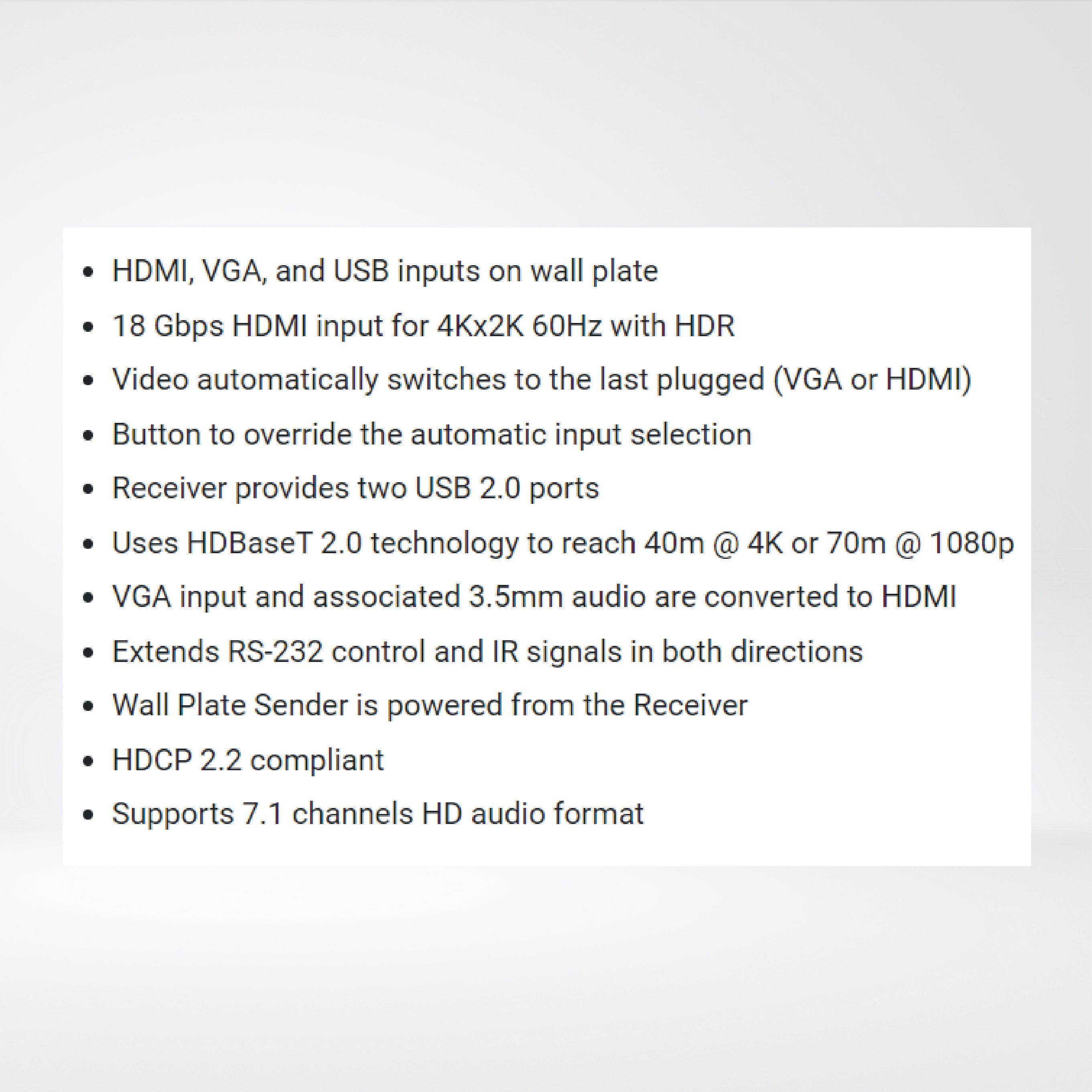 UHB-R Auto-Switching HDMI, VGA and USB Extension System - Riverplus