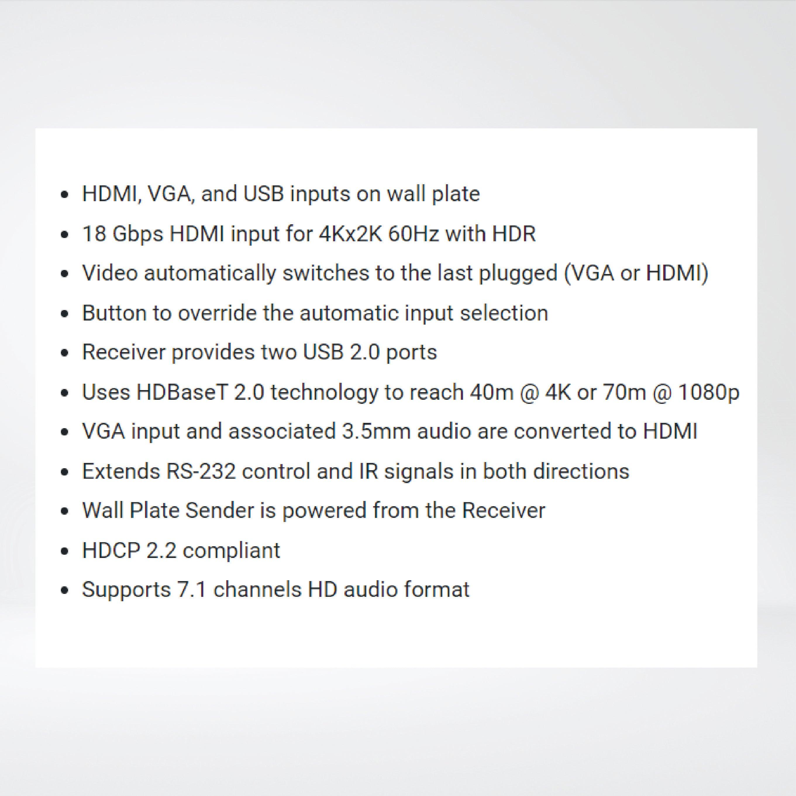 UHB-SW2 Auto-Switching HDMI, VGA and USB Extension System - Riverplus