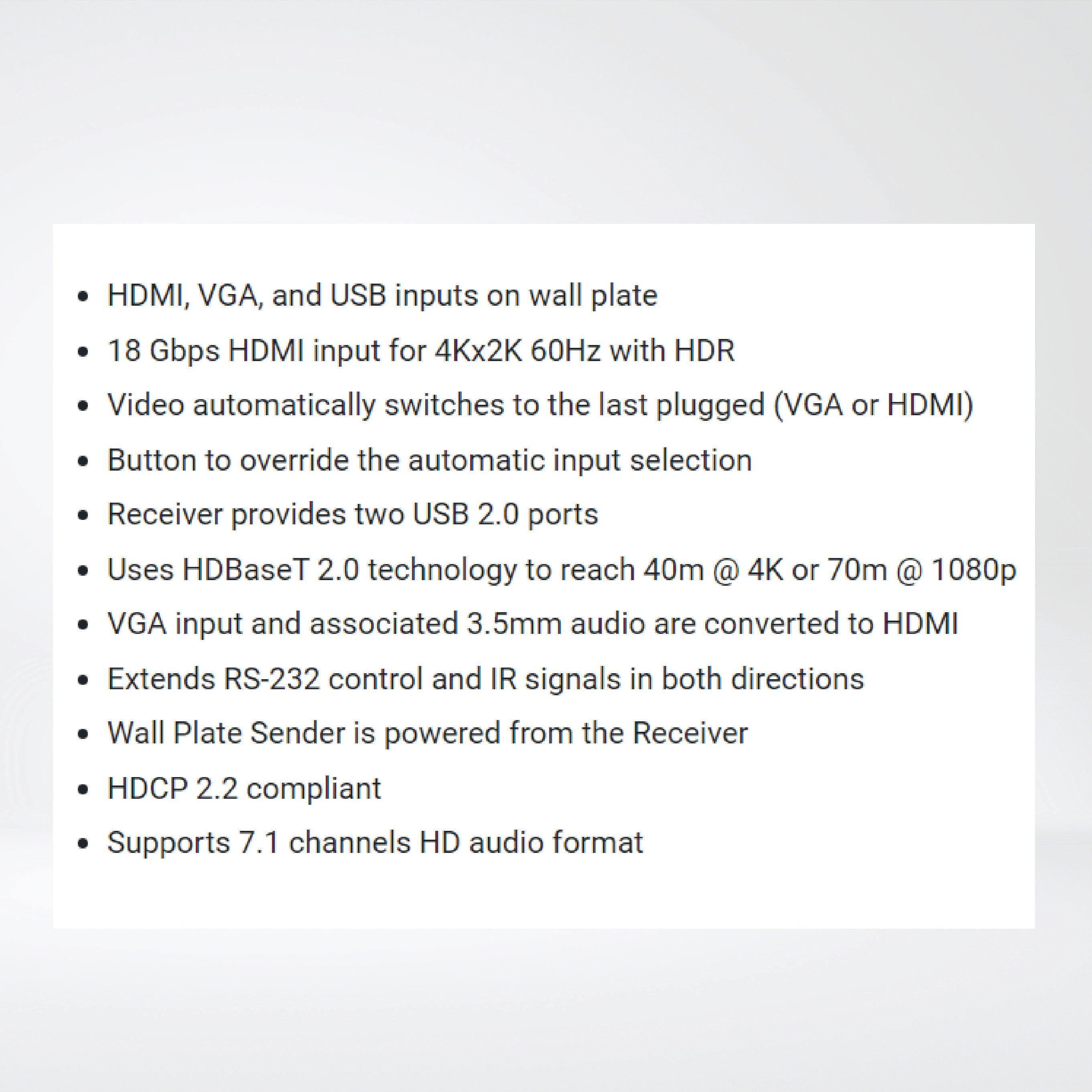 UHB-SW2-WP Auto-Switching HDMI, VGA and USB Extension System - Riverplus