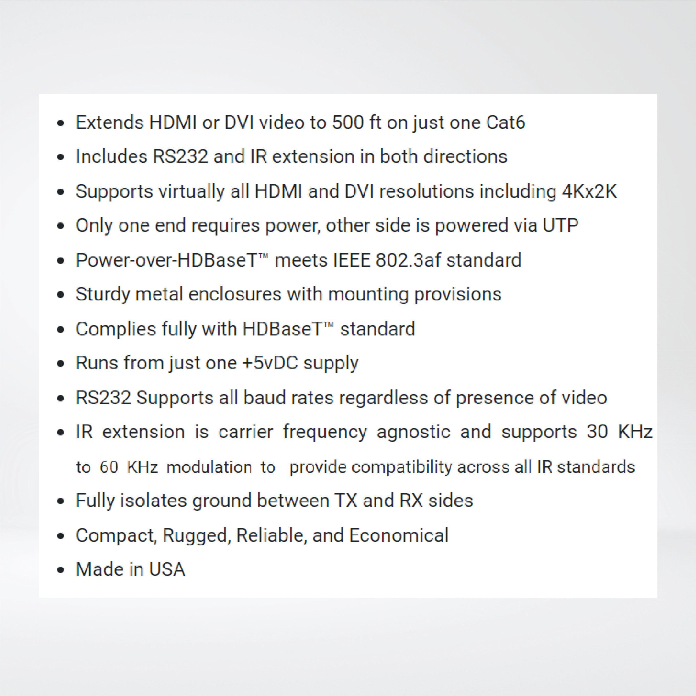 UHBX-R-PSE HDBaseT Receiver with HDMI output, Bidirectional IR, RS232, and PoH Source (Power over HDBaseT) - Riverplus