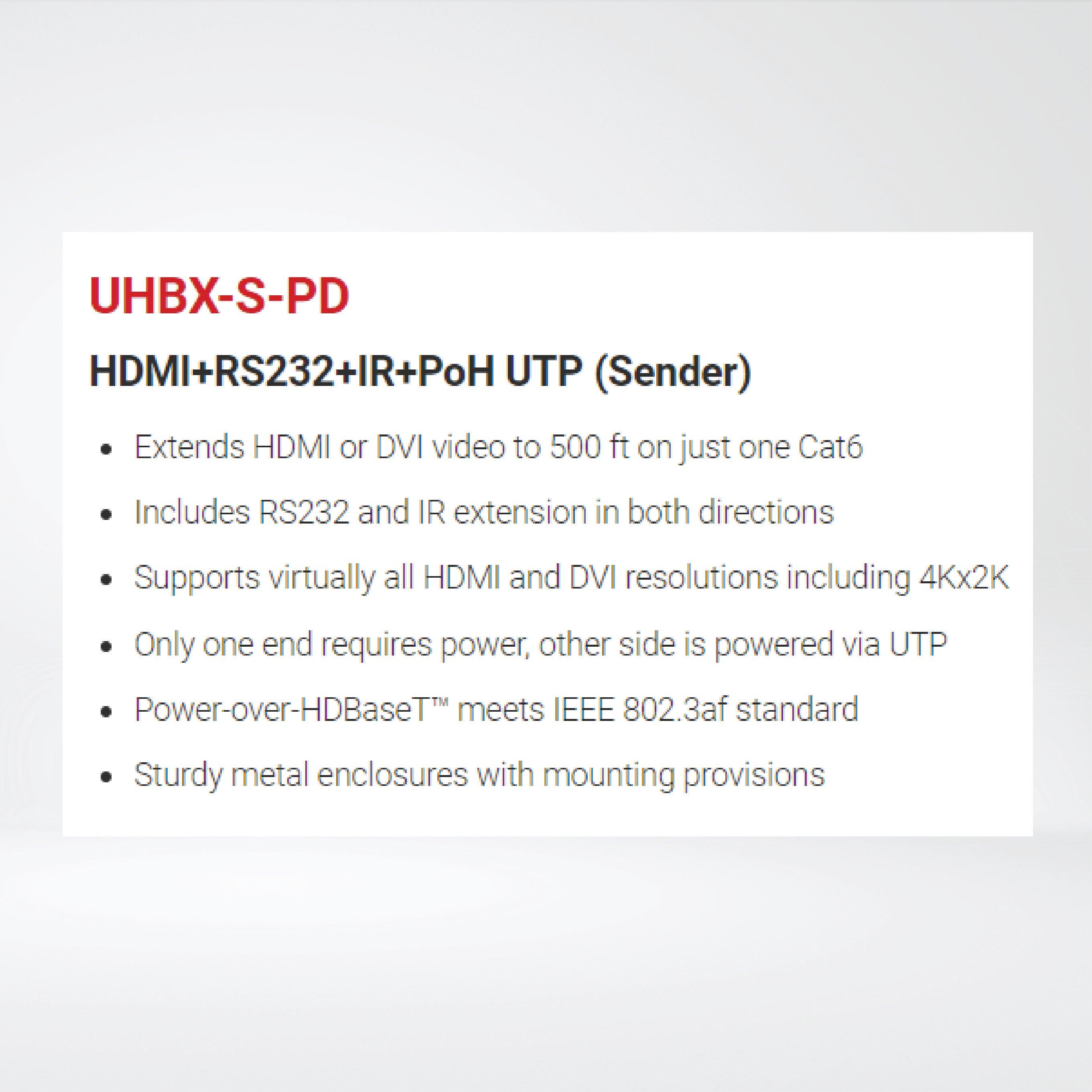UHBX-S-PD HDMI+RS232+IR+PoH UTP (Sender) - Riverplus