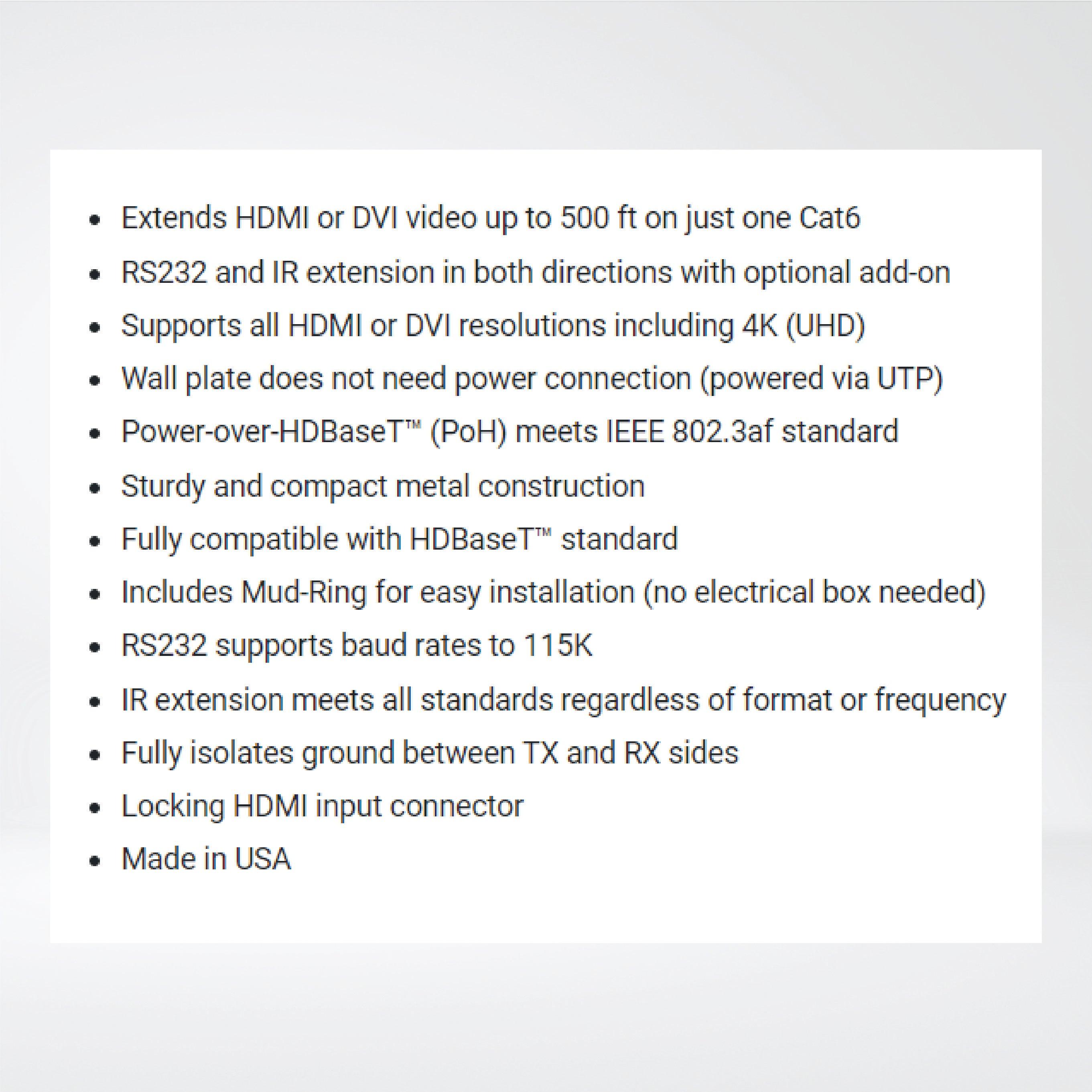 UHBX-S-WP HDMI on Cat6 (HDBaseT™) Wall Plate Transmitter - Riverplus