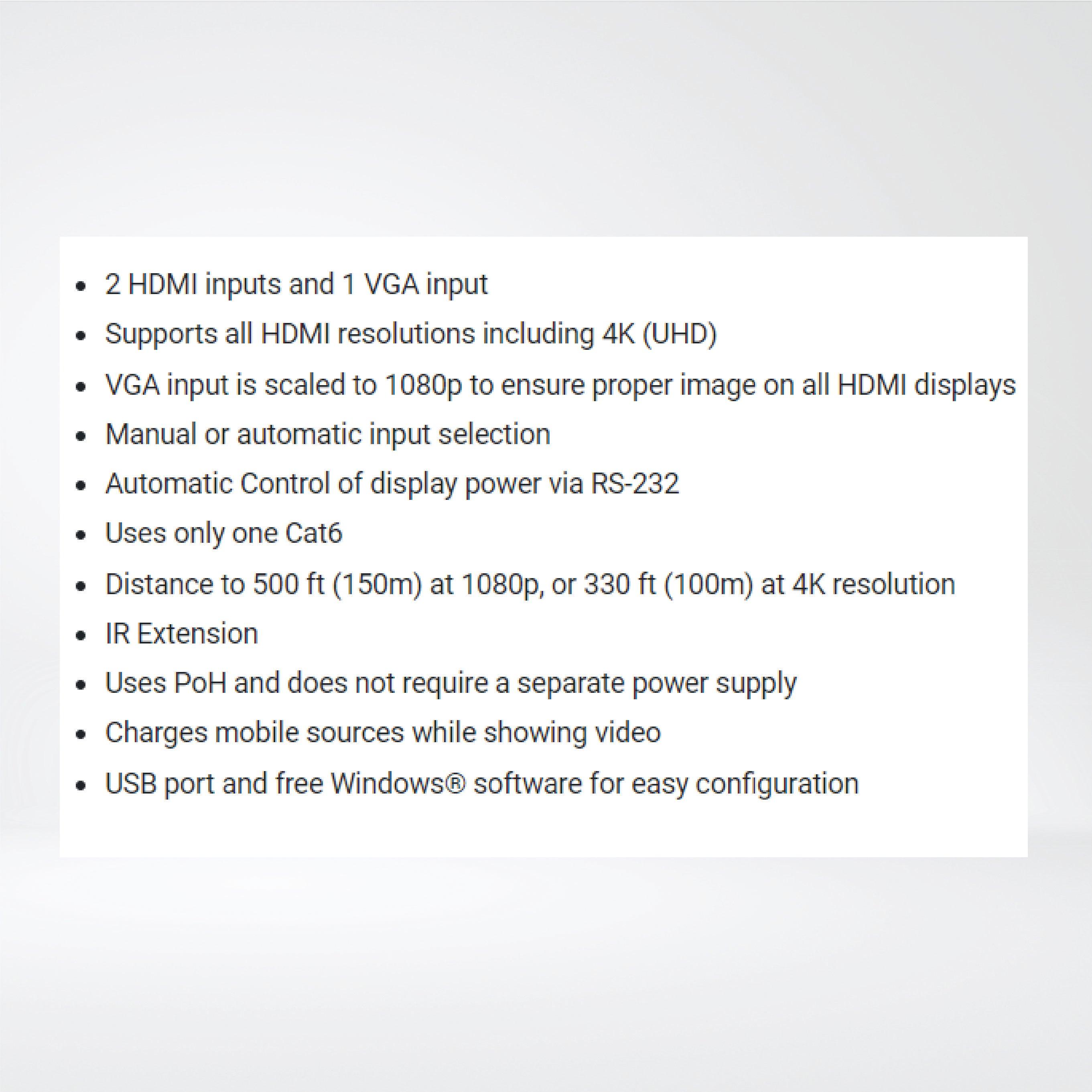 UHBX-SW3-WP VGA & Dual HDMI Auto-Switching Wall-Plate with HDBaseT™ - Riverplus