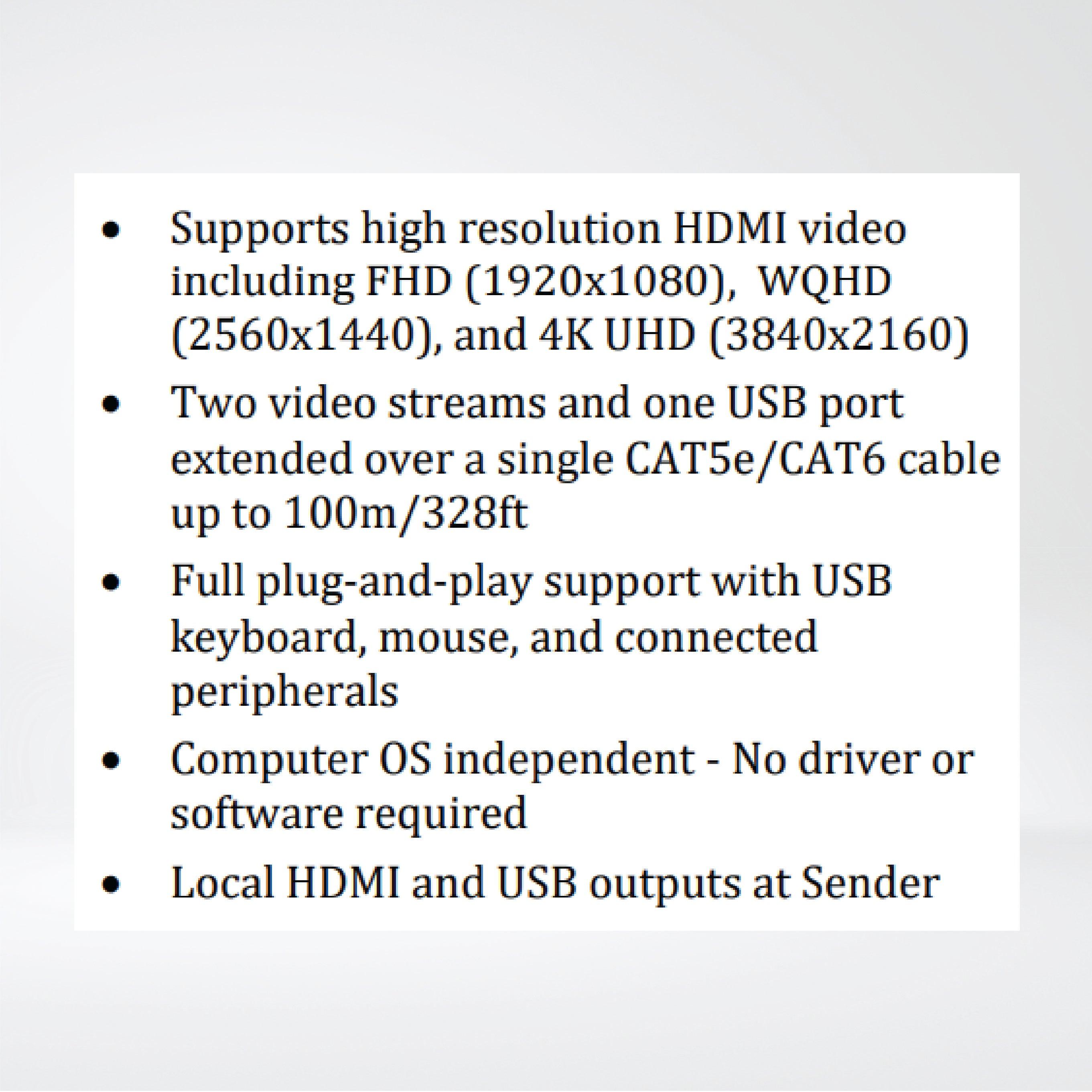 ULTRA-4K Dual-Head HDMI and USB 2.0 KVM Extender - Riverplus
