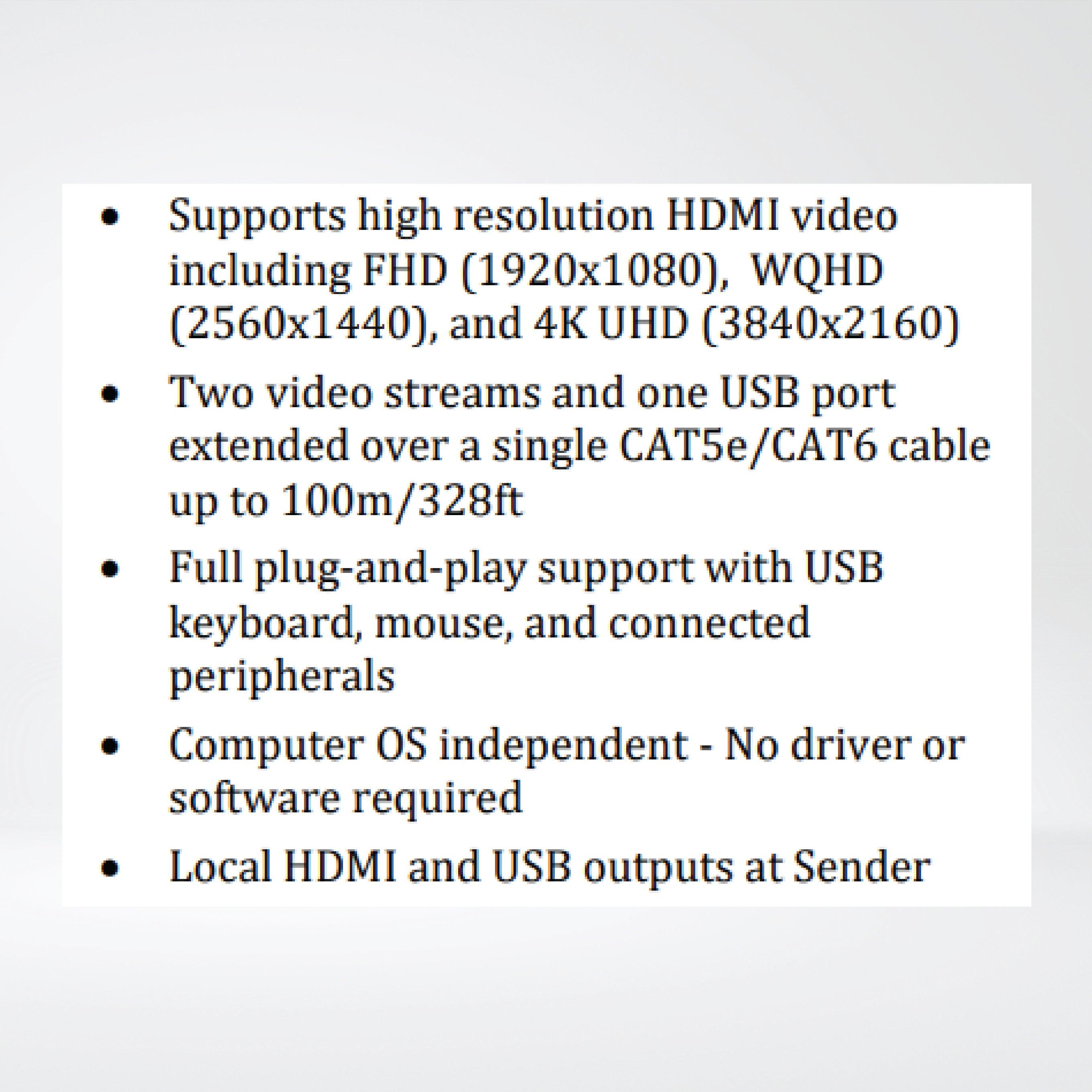 ULTRA-4K-R Dual-Head HDMI and USB 2.0 KVM Extender - Riverplus