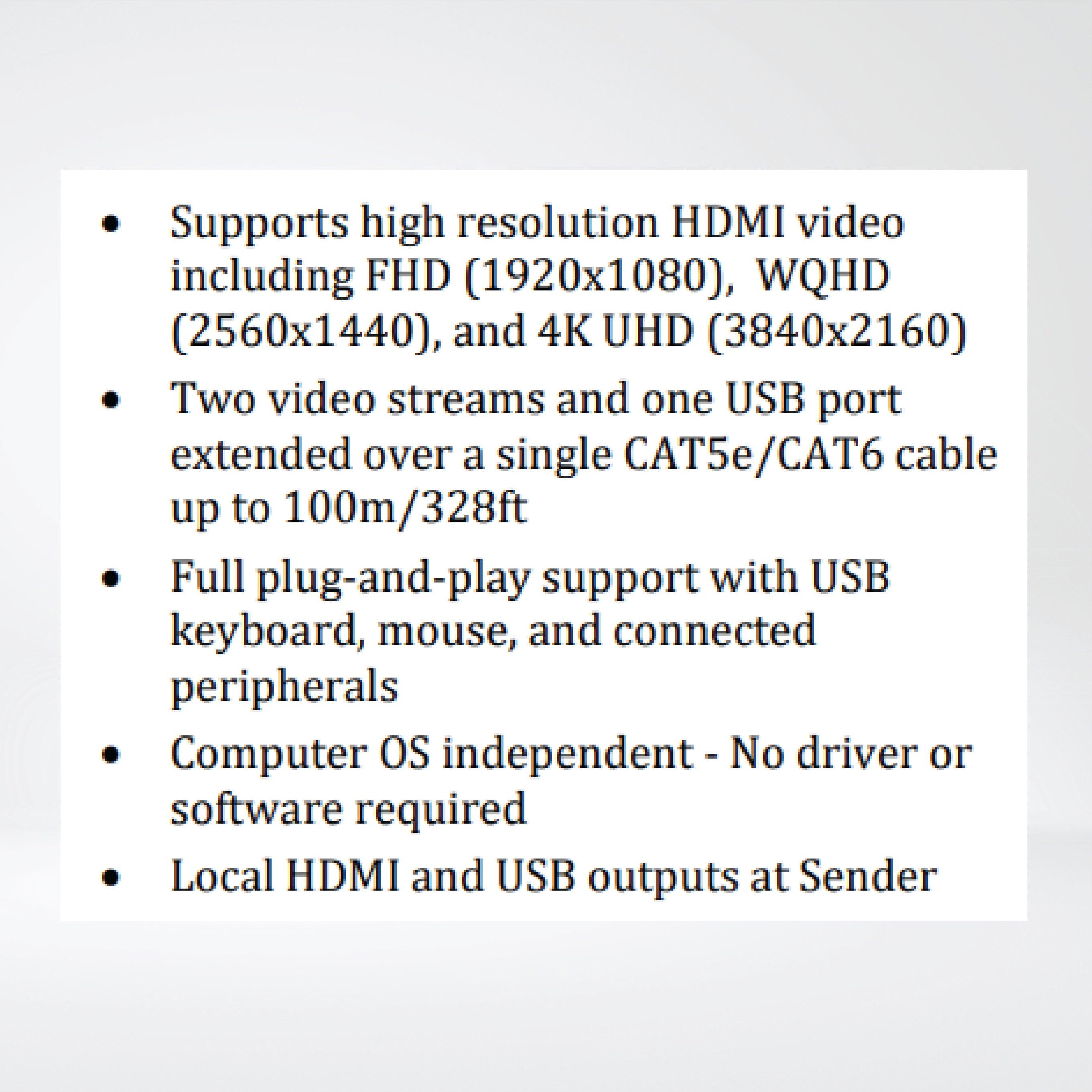 ULTRA-4K-S Dual-Head HDMI and USB 2.0 KVM Extender - Riverplus