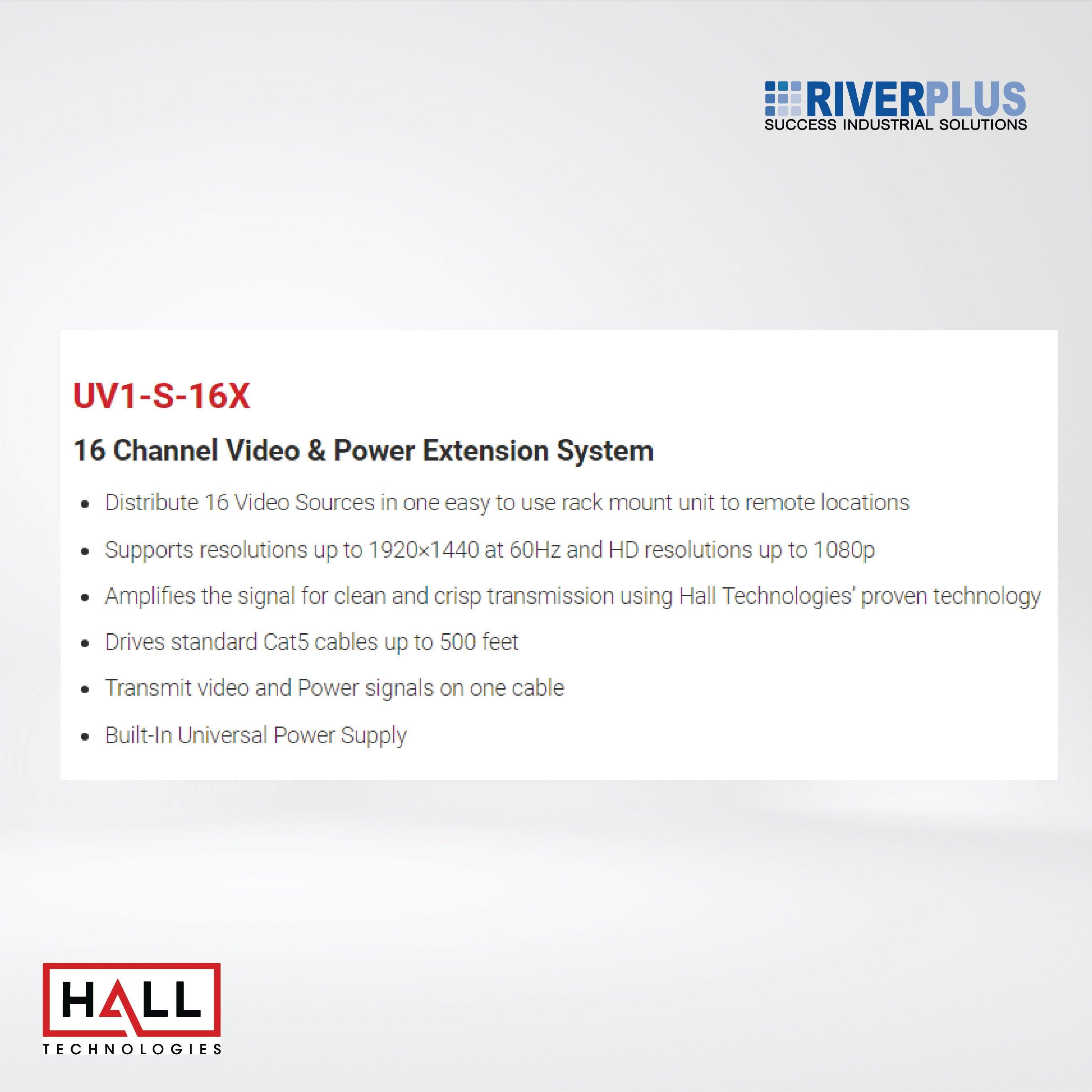 UV1-S-16X 16 Channel Video & Power Extension System - Riverplus