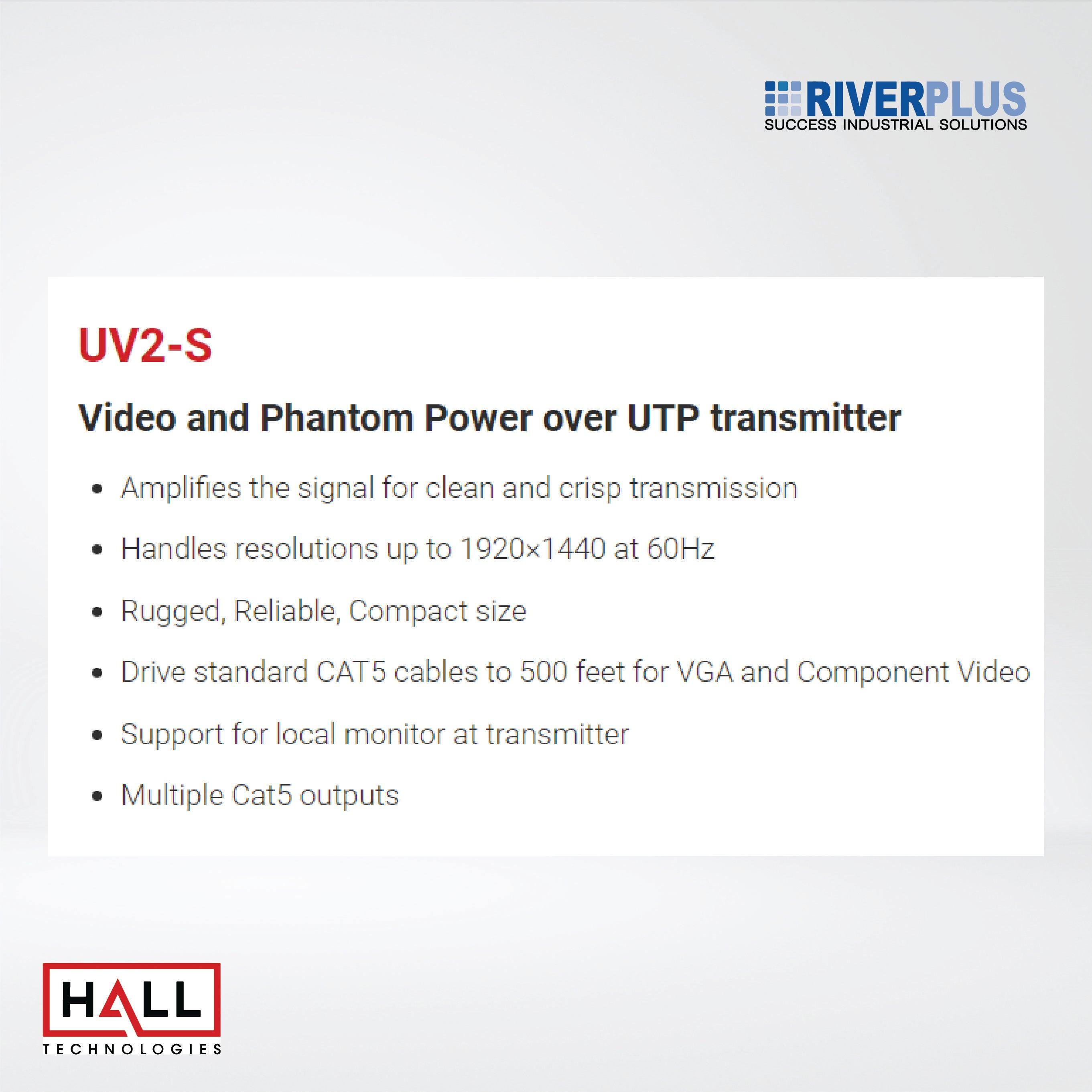 UV2-S Video and Phantom Power over UTP transmitter - Riverplus