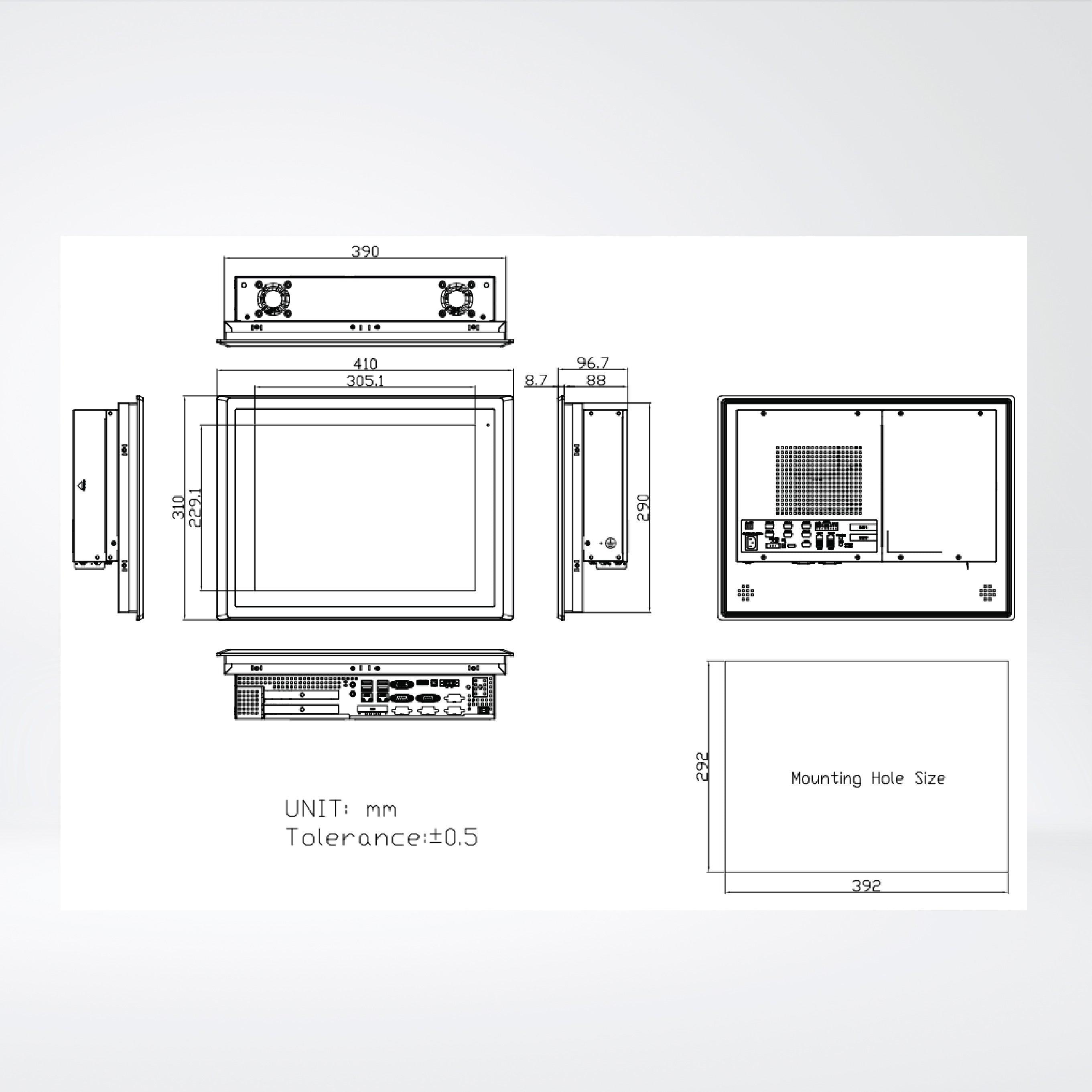 ViPAC-815P 15” Intel Celeron N2930 Fanless Expandable Panel PC - Riverplus