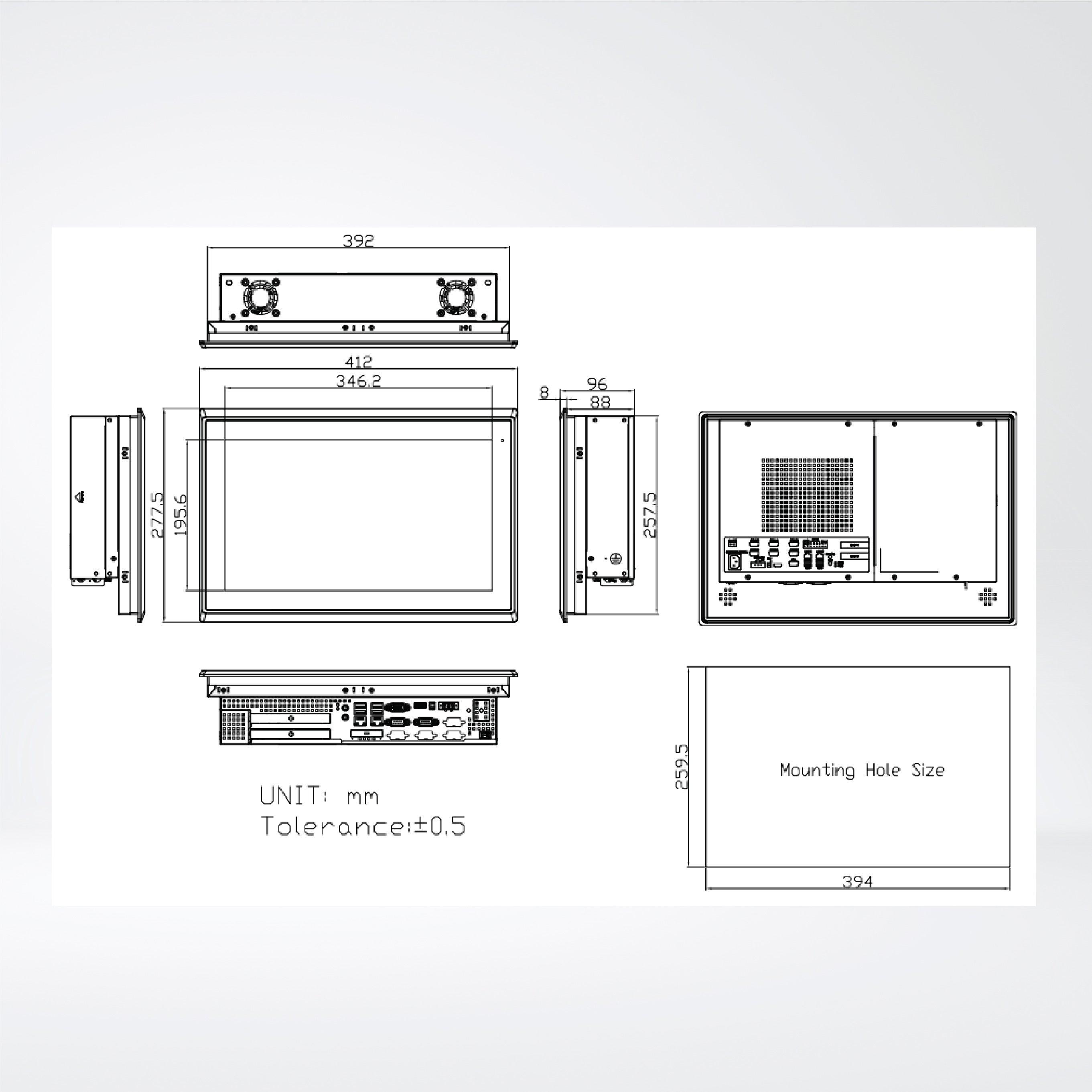 ViPAC-816G 15.6” Intel Celeron N2930 Fanless Expandable Panel PC - Riverplus