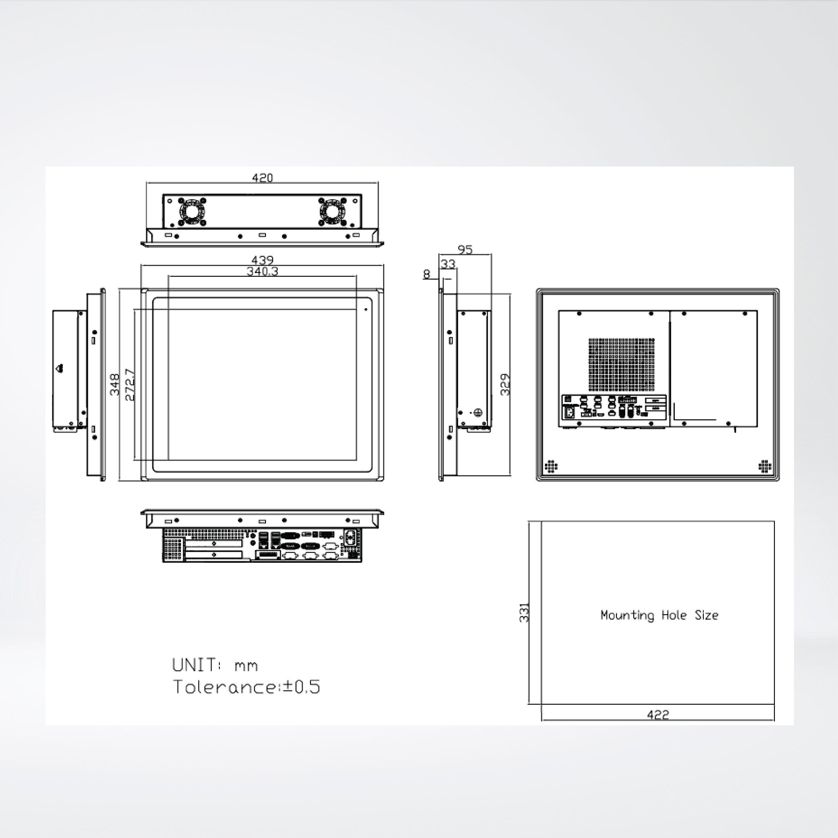ViPAC-817GH 17” Intel Celeron N2930 Fanless Expandable Panel PC - Riverplus