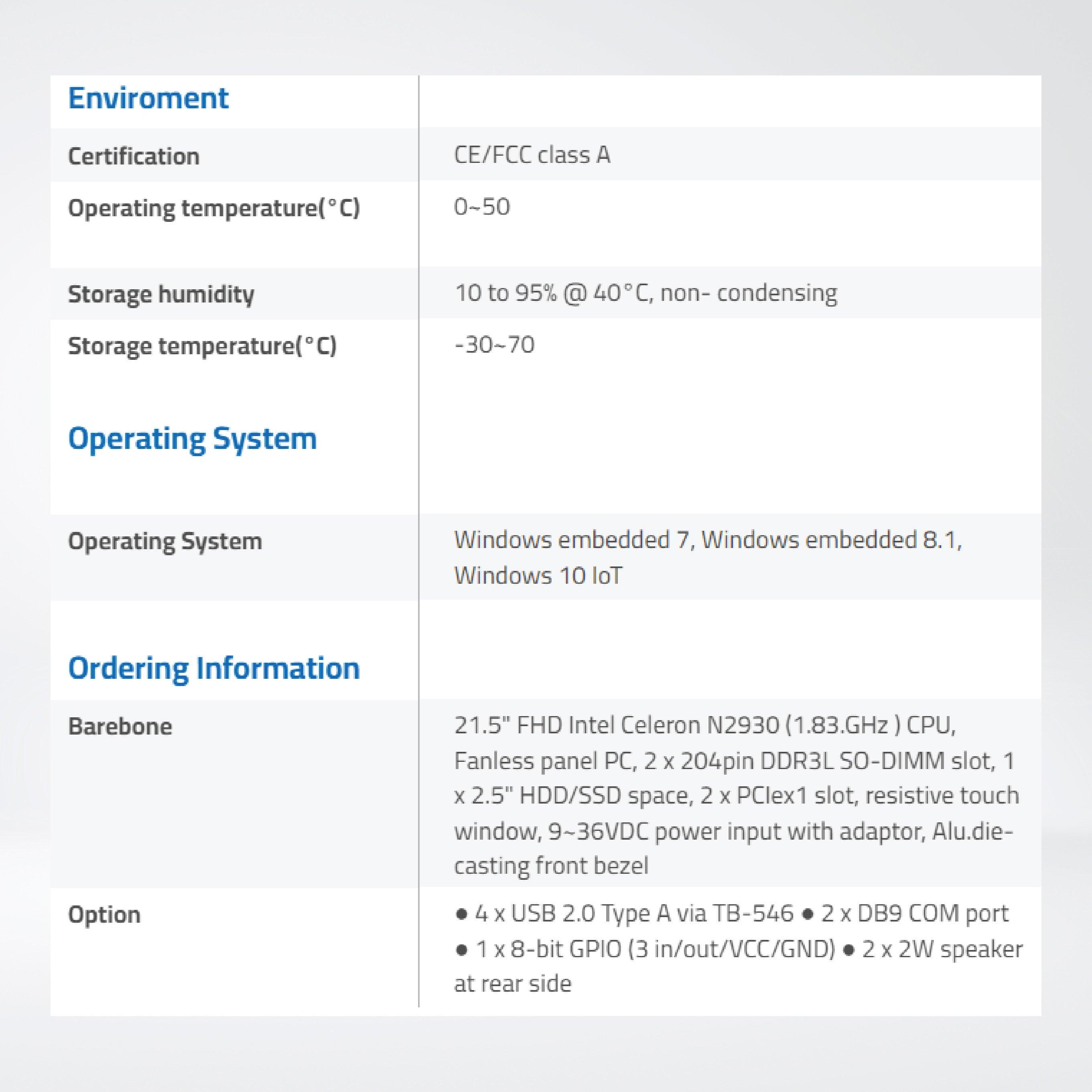 ViPAC-821R 21.5” Intel Celeron N2930 Fanless Expandable Panel PC - Riverplus