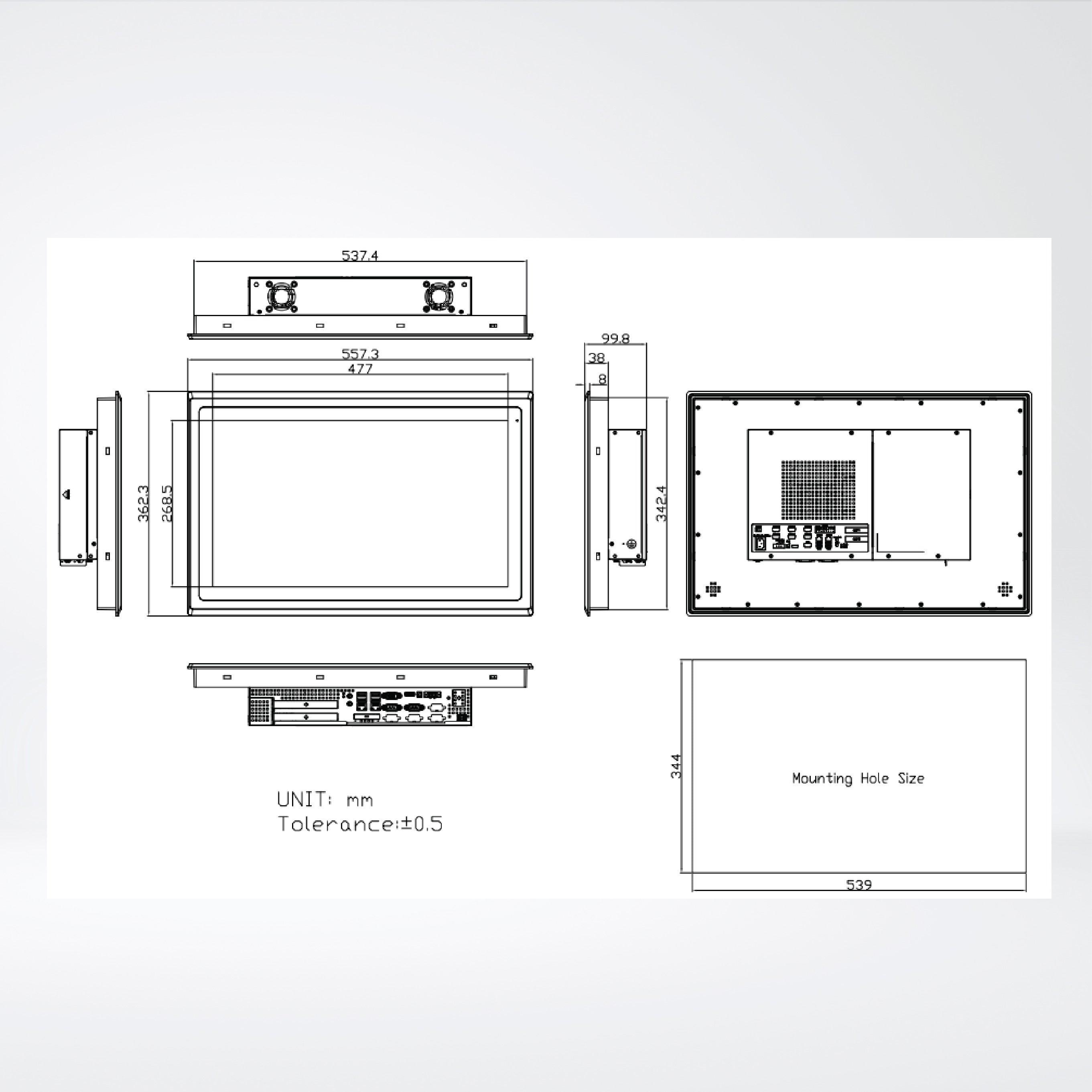 ViPAC-821RH 21.5” Intel Celeron N2930 Fanless Expandable Panel PC - Riverplus