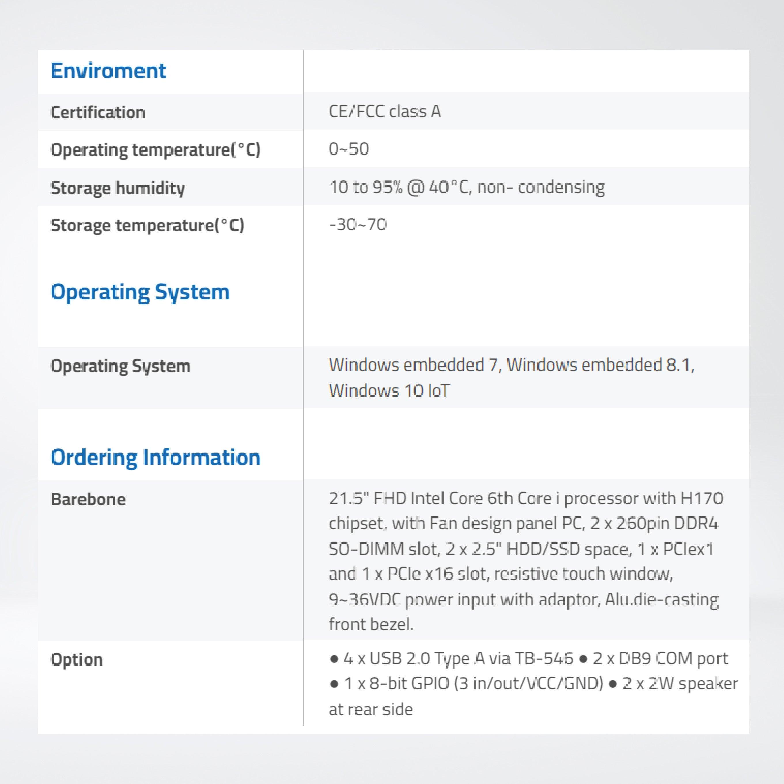 ViPAC-921RH 21.5” Intel 6th/7th Core i7/i5/i3 Panel PC - Riverplus
