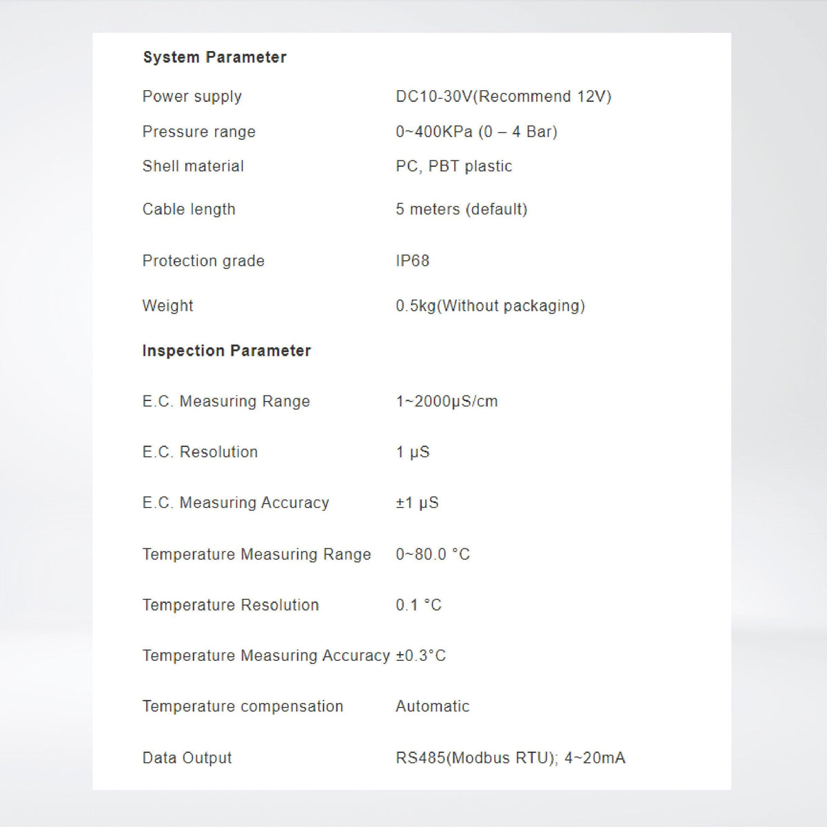 WS102-EC Modbus Water Electric Conductivity Sensor